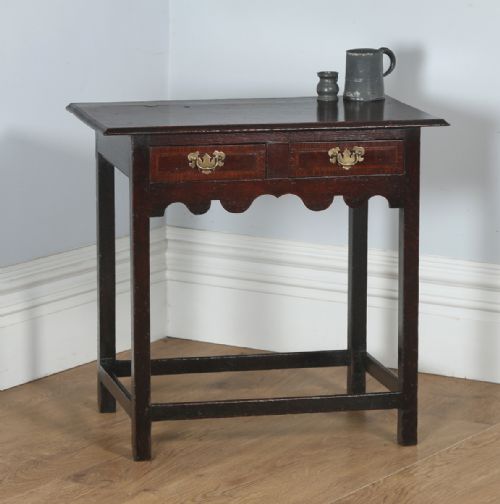 Antique English Georgian Inlaid Country Oak Side / Hall Table (Circa 1750)