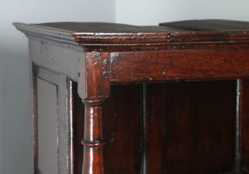 fig 4. Antique North Welsh George I Oak Cwpwrdd Tridarn Court Housekeepers Press Cupboard (Circa 1740)