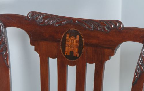 fig 6. Antique English Georgian Chippendale Style Mahogany & Leather Revolving Office Desk Arm Chair (Circa 1890)