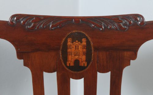 fig 7. Antique English Georgian Chippendale Style Mahogany & Leather Revolving Office Desk Arm Chair (Circa 1890)