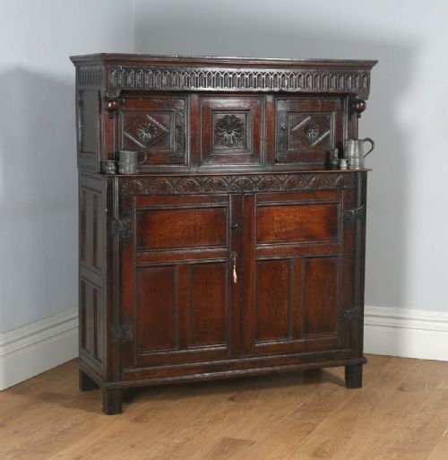 Antique English Charles II Oak Court / Press / Housekeepers Cupboard (Circa 1680)