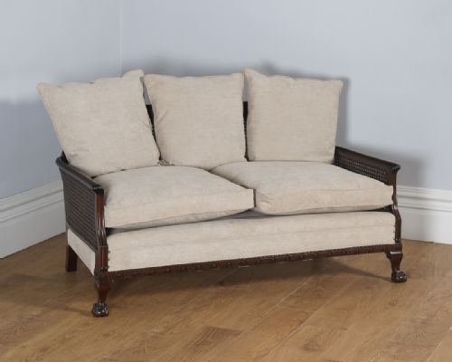 fig 1. Antique English Edwardian Three Piece Mahogany & Cane Bergere Suite (Circa 1910)