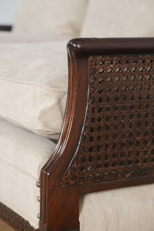 fig 4. Antique English Edwardian Three Piece Mahogany & Cane Bergere Suite (Circa 1910)