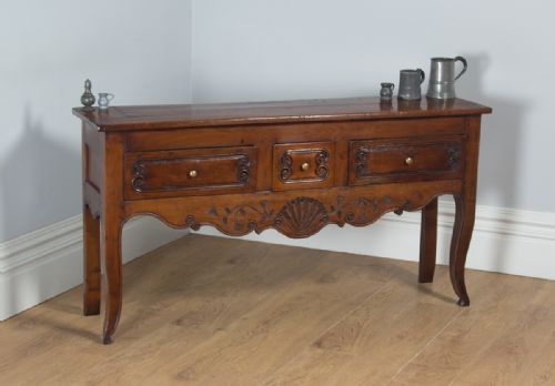 Antique French Provincial Walnut Three Drawer Dresser Base / Sideboard (Circa 1800)