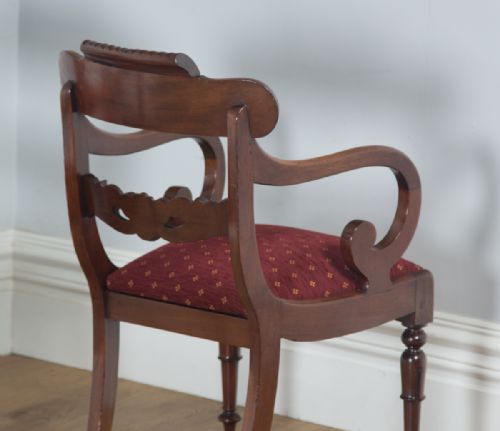 fig 4. Antique English Pair of William IV Mahogany Library Office Desk Carver Arm Chairs (Circa 1830)