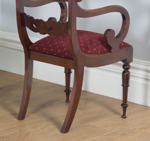 fig 5. Antique English Pair of William IV Mahogany Library Office Desk Carver Arm Chairs (Circa 1830)