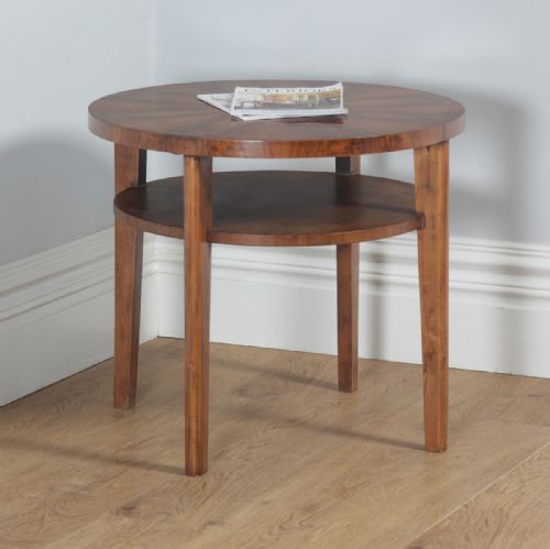 Art Deco French Figured Walnut Circular Centre Coffee Occasional Side Table (Circa 1930)