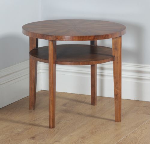fig 1. Art Deco French Figured Walnut Circular Centre Coffee Occasional Side Table (Circa 1930)