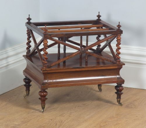 Antique English William IV Rosewood Canterbury Magazine / News Paper / Music Rack / Stand / Tidy (Circa 1835)
