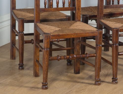 fig 6. Antique Set of Four English Georgian Ash & Elm Spindle Back Country Farmhouse Kitchen Dining Chairs (Circa 1800)