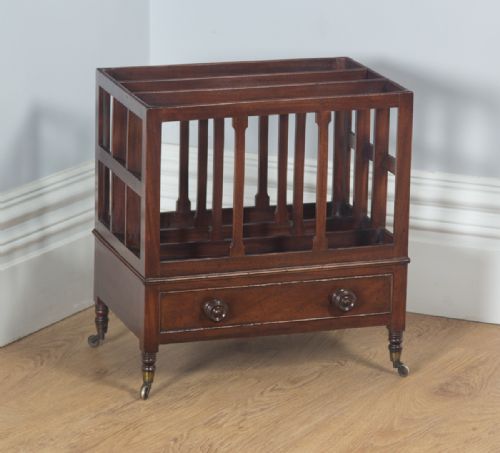 Antique English Georgian Regency Mahogany Canterbury Magazine / News Paper / Music Rack / Stand / Tidy (Circa 1820)
