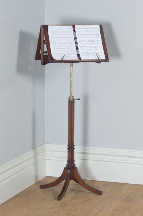 fig 1. Antique Georgian Regency Mahogany & Satinwood Inlaid Folding Duet Music Stand (Circa 1830)
