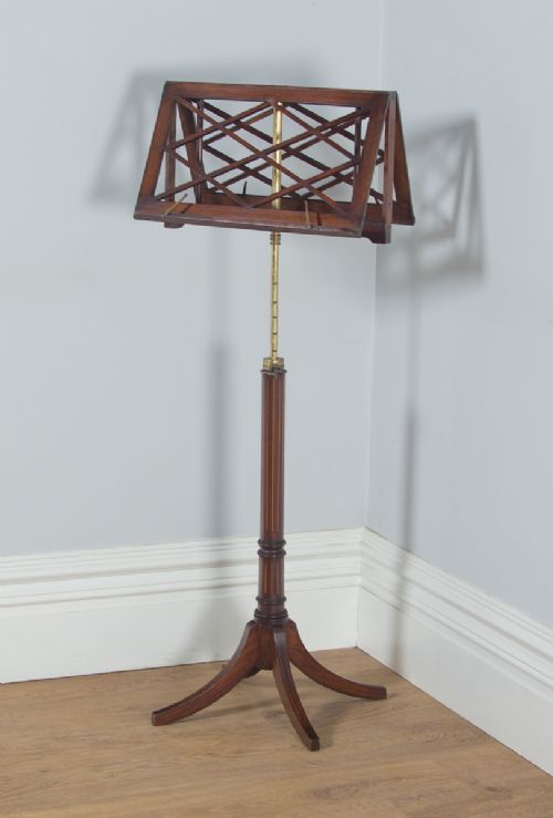 fig 3. Antique Georgian Regency Mahogany & Satinwood Inlaid Folding Duet Music Stand (Circa 1830)
