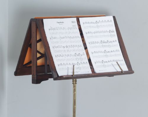 fig 5. Antique Georgian Regency Mahogany & Satinwood Inlaid Folding Duet Music Stand (Circa 1830)