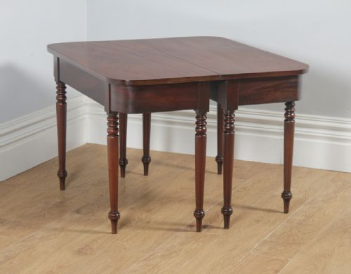 fig 1. Antique English Pair of Georgian Mahogany D End Console Side Hall Tables (Circa 1820)
