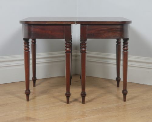 fig 2. Antique English Pair of Georgian Mahogany D End Console Side Hall Tables (Circa 1820)