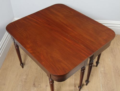 fig 3. Antique English Pair of Georgian Mahogany D End Console Side Hall Tables (Circa 1820)