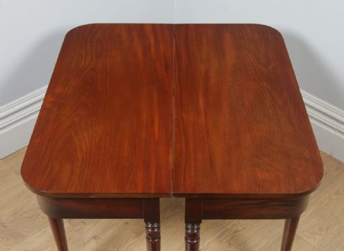 fig 4. Antique English Pair of Georgian Mahogany D End Console Side Hall Tables (Circa 1820)