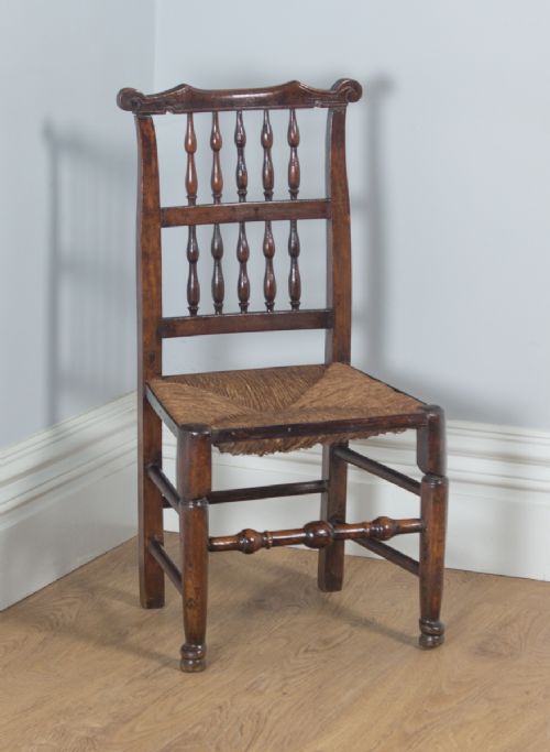 Antique English Single Georgian Ash & Elm Spindle Back Country Farmhouse Kitchen Dining Chairs (Circa 1790)
