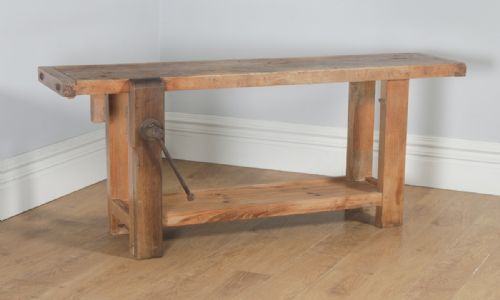 fig 1. Antique French Provincial Chestnut Serving Side Table Sideboard Workbench (Circa 1870)
