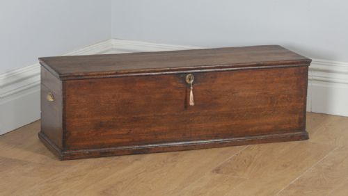 fig 1. Antique English Georgian Oak Trunk Blanket Box Chest Ottoman (Circa 1780)