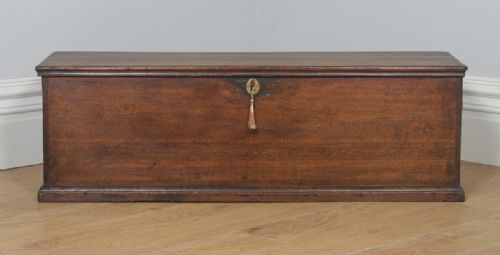 fig 2. Antique English Georgian Oak Trunk Blanket Box Chest Ottoman (Circa 1780)