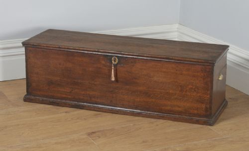 fig 3. Antique English Georgian Oak Trunk Blanket Box Chest Ottoman (Circa 1780)