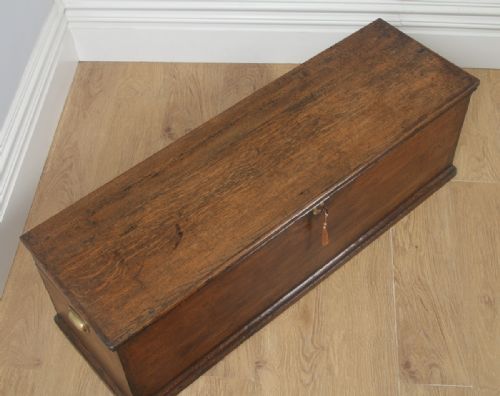 fig 4. Antique English Georgian Oak Trunk Blanket Box Chest Ottoman (Circa 1780)