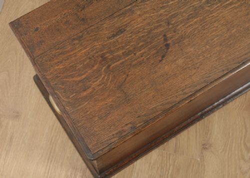 fig 5. Antique English Georgian Oak Trunk Blanket Box Chest Ottoman (Circa 1780)