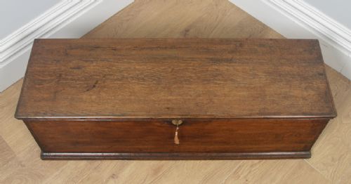 fig 6. Antique English Georgian Oak Trunk Blanket Box Chest Ottoman (Circa 1780)
