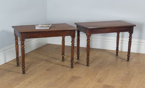 Antique French Pair of Oak Bistro Console Side Kitchen Hall Tables (Circa 1850)
