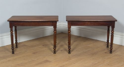 fig 2. Antique French Pair of Oak Bistro Console Side Kitchen Hall Tables (Circa 1850)