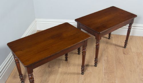 fig 5. Antique French Pair of Oak Bistro Console Side Kitchen Hall Tables (Circa 1850)