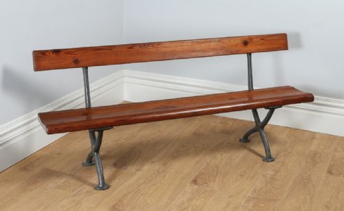 Welsh Victorian 6ft Pitch Pine & Cast Iron Railway Station Bench (Circa 1880)