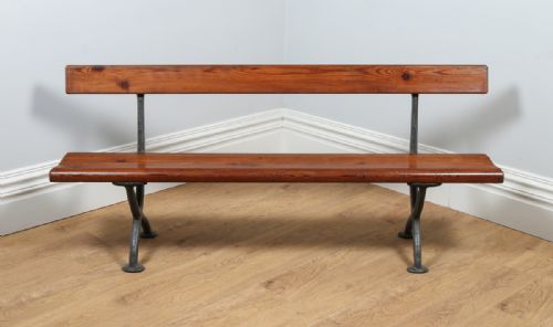 fig 1. Welsh Victorian 6ft Pitch Pine & Cast Iron Railway Station Bench (Circa 1880)