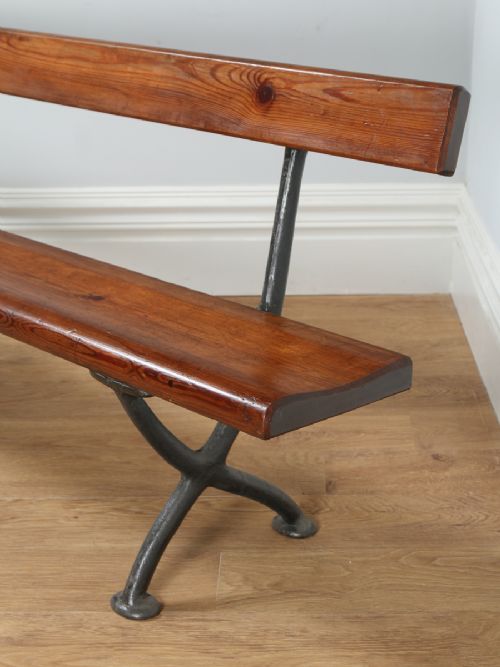 fig 6. Welsh Victorian 6ft Pitch Pine & Cast Iron Railway Station Bench (Circa 1880)