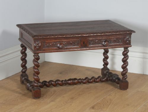 fig 1. Antique French Carved Green Man Oak Coffee Rectangular Coffee Table (Circa 1860)