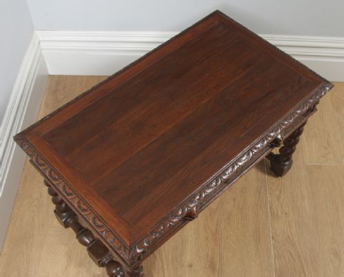 fig 4. Antique French Carved Green Man Oak Coffee Rectangular Coffee Table (Circa 1860)