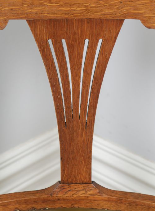 fig 7. Antique American Edwardian Art Nouveau Oak & Leather Revolving Office Desk Arm Chair (Circa 1903)