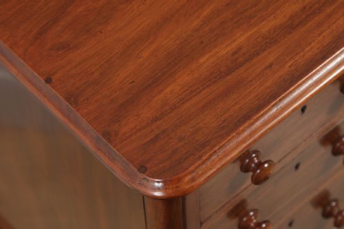 fig 6. Antique Pair of English Victorian Figured Mahogany Bedside Chests (Circa 1860)