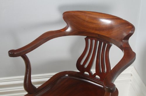 fig 5. Antique English Victorian Mahogany Revolving Office Desk Arm Chair (Circa 1880)