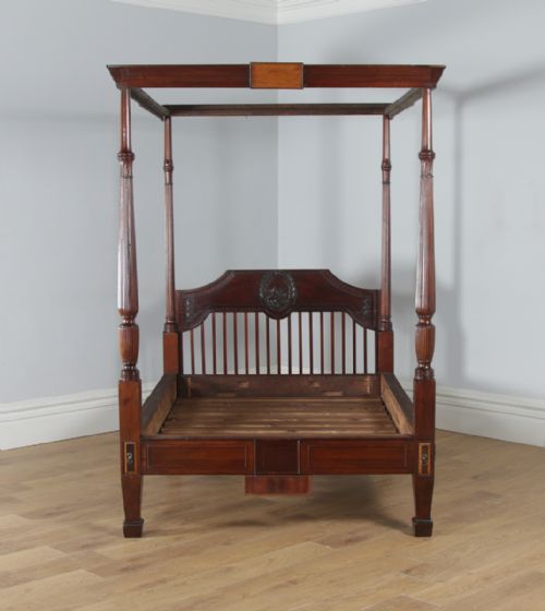 fig 5. Antique 4ft 6” English Georgian Regency Mahogany Double Size Four Poster Bed (Circa 1820)