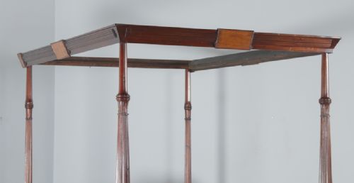 fig 6. Antique 4ft 6” English Georgian Regency Mahogany Double Size Four Poster Bed (Circa 1820)