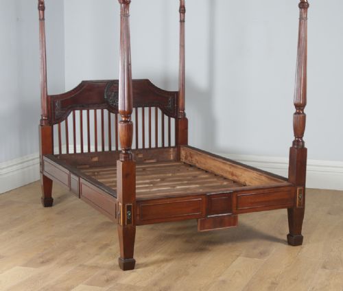 fig 8. Antique 4ft 6” English Georgian Regency Mahogany Double Size Four Poster Bed (Circa 1820)