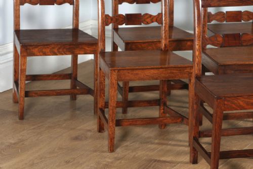 fig 5. Antique English Set of Six Georgian Regency Provincial Cottage Oak & Elm Kitchen Dining Chairs (Circa 1830)