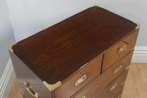 fig 4. Antique Victorian Colonial Teak & Brass Military Campaign Chest of Drawers (Circa 1850)