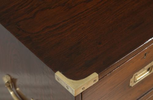 fig 5. Antique Victorian Colonial Teak & Brass Military Campaign Chest of Drawers (Circa 1850)