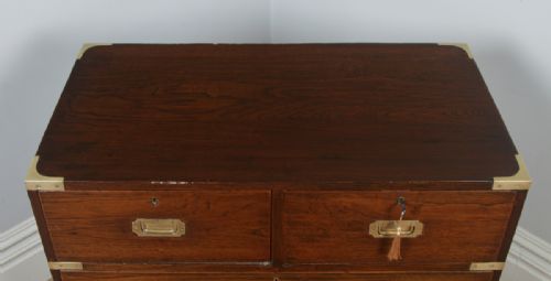 fig 6. Antique Victorian Colonial Teak & Brass Military Campaign Chest of Drawers (Circa 1850)