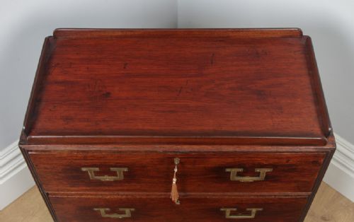 fig 3. Antique Victorian Colonial Teak & Brass Military Campaign Chest of Drawers (Circa 1840)