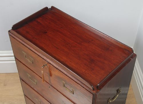 fig 4. Antique Victorian Colonial Teak & Brass Military Campaign Chest of Drawers (Circa 1840)